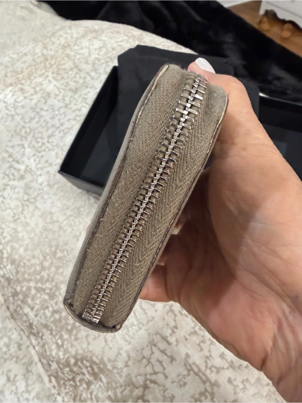 Saint Laurent Grey Pebbled Leather Continental Wallet with Silver YSL